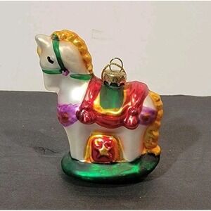 Vintage Mercury Painted Glass‎ Rocking Horse Christmas Tree Ornament